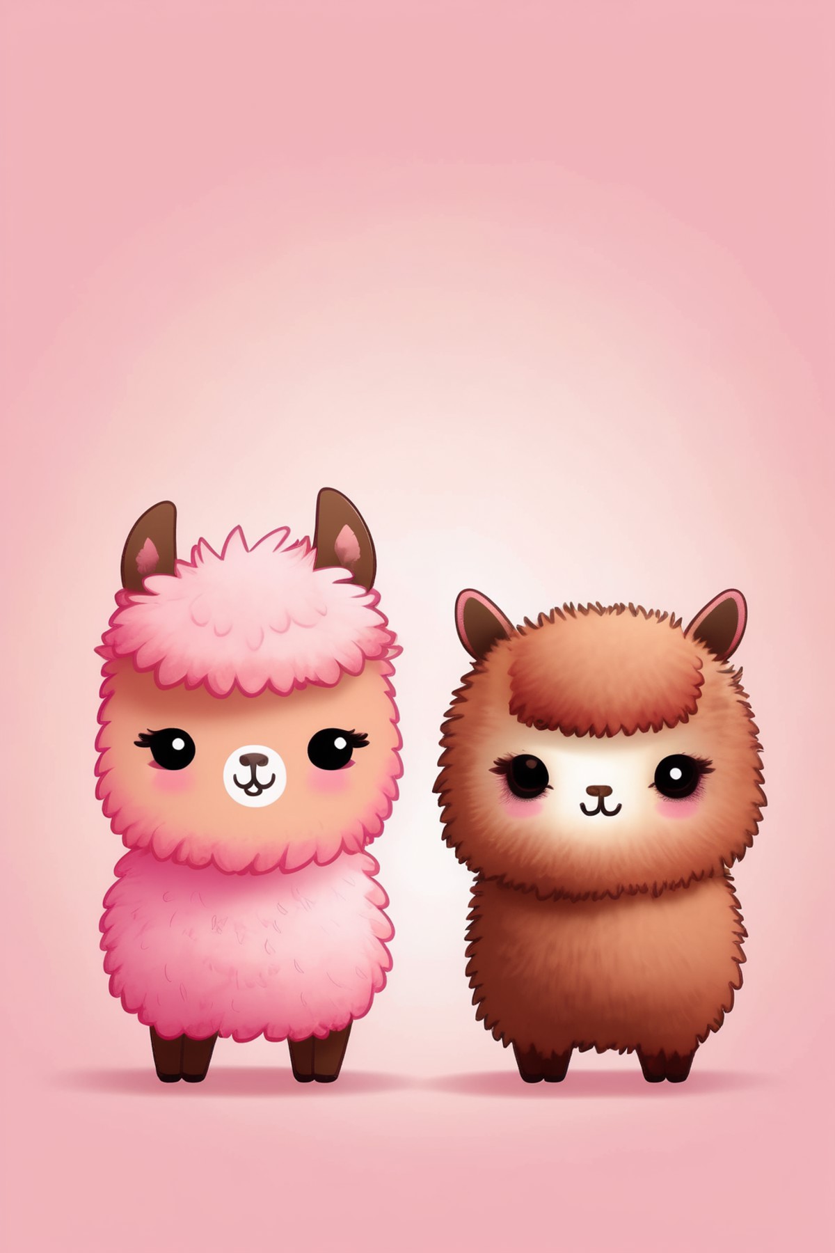 <lora:Cute Animals:1>Cute Animals - two cute alphacas, one is pink alpaca and the other is brown.